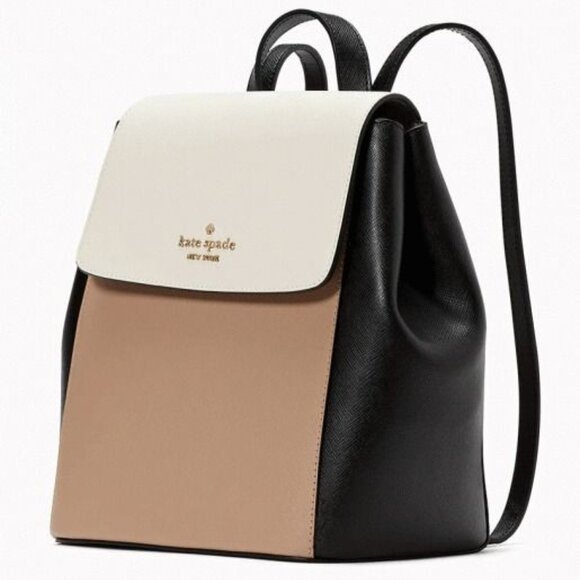 Kate Spade♠️NWOT Toasted Hazelnut Colorblock Flap Madison Backpack $379 - Picture 4 of 15